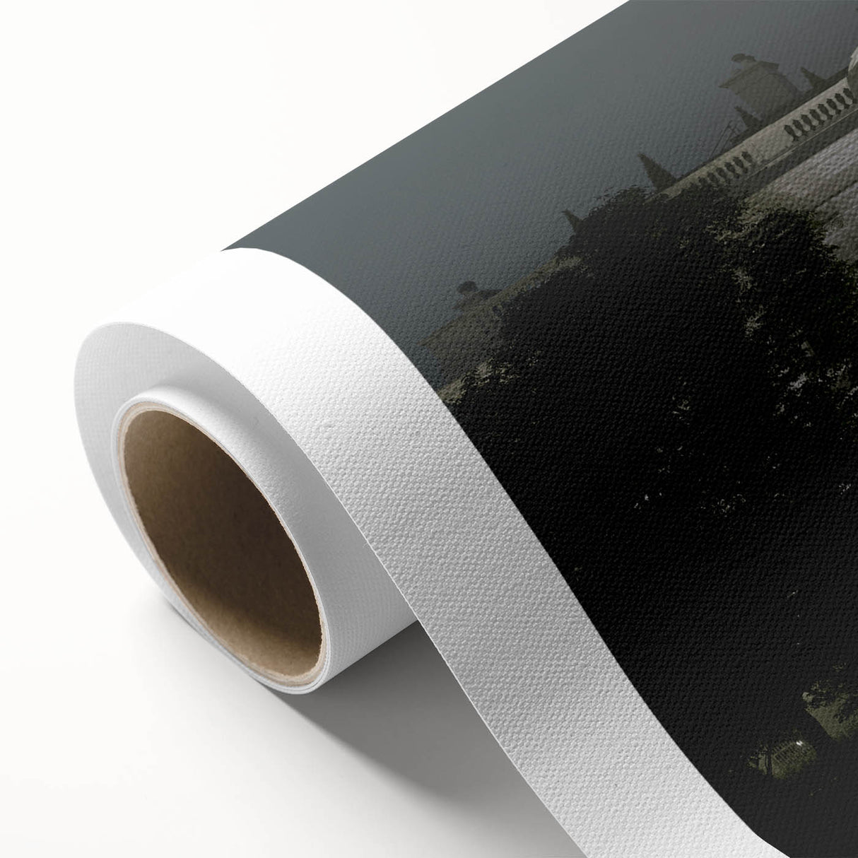Art deco poster of the White House in muted colors on rolled canvas, ideal for nursery wall art or dining room decor.