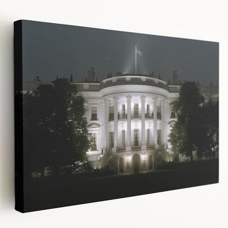 Washington DC White House depicted in muted tones on a large stretched canvas, suitable for kitchen wall art.
