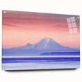 Acrylic print of Mount Rainier with a side view, featuring muted earth tones, ideal for bedroom or dining room art.