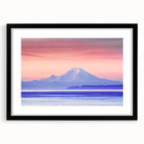 Extra large framed abstract print of Mount Rainier in vibrant, textured colors, suitable for living room decor.
