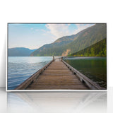 Art deco poster of Olympic National Park in muted green and blue tones on framed acrylic, ideal for modern nursery wall art.