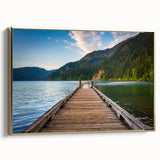 Framed canvas depicting a vintage-style landscape of Olympic National Park in muted earth tones, ideal for bedroom wall art.