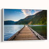 Vintage poster art of Olympic National Park with vibrant greens and blues, framed canvas, ideal for living room decor.