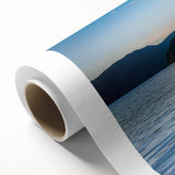 Art deco poster of Olympic National Park on rolled canvas, featuring muted green and blue tones.