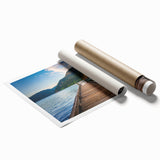 Extra large rolled print depicting a serene Olympic National Park landscape in muted green and blue tones.