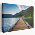 Side view of a stretched canvas featuring a serene Olympic National Park landscape, ideal for kitchen wall art.