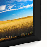 Extra large framed canvas featuring a textured depiction of the Palouse region in shades of black and colorful accents.