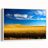 Vintage poster art of Palouse, Washington in vibrant colors on a large framed canvas, ideal for living room decor.