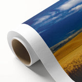 Art deco poster of Palouse, Washington scenery in muted earth tones on rolled canvas, ideal for nursery wall art.