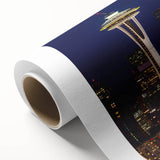 Art Deco poster of Seattle skyline in pastel shades on rolled canvas, ideal for nursery wall art.