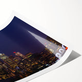 Extra large wall art featuring line art flowers in black on a white background, rolled print.