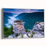 Framed canvas landscape art painting depicting a vintage West Virginia scenery in muted earth tones.