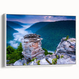 Vintage poster art of a West Virginia landscape in colorful hues on a large framed canvas, ideal for living room decor.