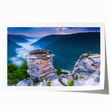 Rolled print of West Virginia scenery with vibrant green and blue tones, ideal for dining room wall art.