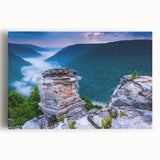 Black and white photograph of West Virginia scenery on stretched canvas, ideal for kitchen wall art.