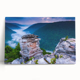 Black and white photograph of West Virginia scenery on large stretched canvas.