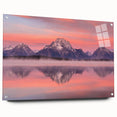 Acrylic print of the Grand Tetons in muted earth tones, ideal for bedroom or dining room decor.