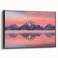 Black and white framed canvas of Grand Tetons landscape, ideal for bedroom wall art.
