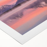 Art deco poster of the Grand Tetons in muted earth tones on rolled canvas, suitable for dining room decor.