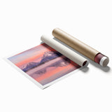 Scenic view of the Grand Tetons with realistic floral foreground in soft earth tones on a large rolled canvas print.