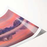 Extra large wall art featuring line art flowers set against the Grand Tetons, in muted earth tones on a rolled print.