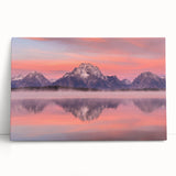 Black and white photo of the Grand Tetons on stretched canvas, suitable as large kitchen wall art or for a bedroom.