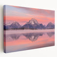 Landscape painting of Wyoming's Grand Tetons in earthy tones on stretched canvas, suitable for kitchen wall art.