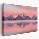 Landscape painting of Wyoming's Grand Tetons in earthy tones on stretched canvas, suitable for kitchen wall art.