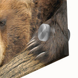 Large abstract depiction of Yellowstone scenery on acrylic glass in muted earth tones, ideal for dining room art.