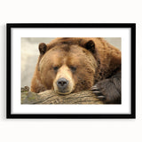 Extra large abstract art print of colorful, textured scenery of Yellowstone, in a black frame with mat.