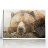 Acrylic print of Yellowstone scenery with vibrant green and blue tones, framed in white, suitable for modern art wall decor.