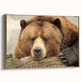 Framed canvas depicting Yellowstone landscape in muted earth tones, ideal for bedroom wall art.