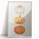 Art Deco poster of an autumnal scene with brown and orange hues on a white framed acrylic.