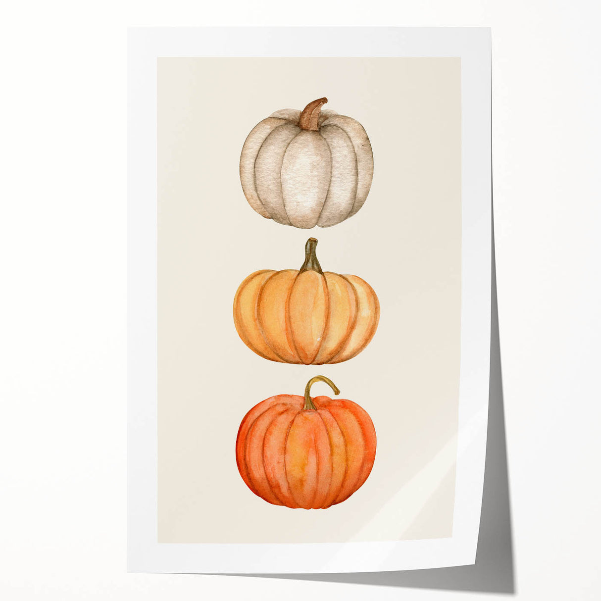 Autumn-themed floral art on rolled canvas, featuring warm orange and brown tones, ideal for dining room wall decor.