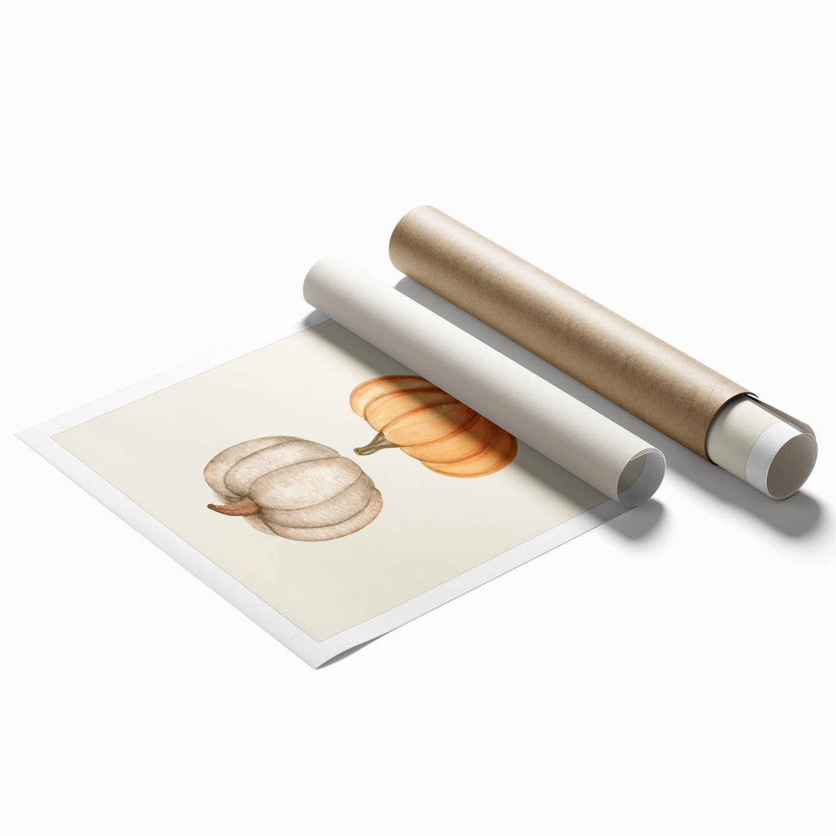 Extra large rolled print featuring autumnal floral art in rich orange and brown tones, ideal for classy bathroom wall art.