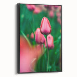 Black and white framed canvas depicting a vintage landscape painting with a spring theme, suitable for bedroom decor.