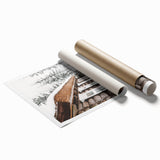 Extra large rolled print of monochrome floral art, ideal for classy bathroom or large living room wall decor.