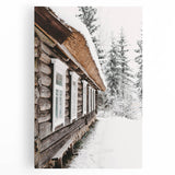 Winter trees in black and white on large stretched canvas, ideal for kitchen wall art.