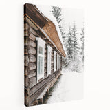 Winter scene with bare trees in white and gray tones on large stretched canvas, suitable for kitchen wall art.