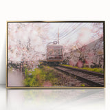 Mid-century modernist acrylic print featuring colorful abstract vehicles, ideal for nursery wall decor.