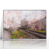 Art deco poster of colorful vintage cars on white acrylic, framed, ideal for nursery wall art.