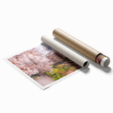 Extra large rolled print featuring a vintage floral design in pastel shades, ideal for classy bathroom wall art.