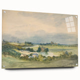 Romantic Art Print: Antoine Chintreuil's Fortified Hill Landscape