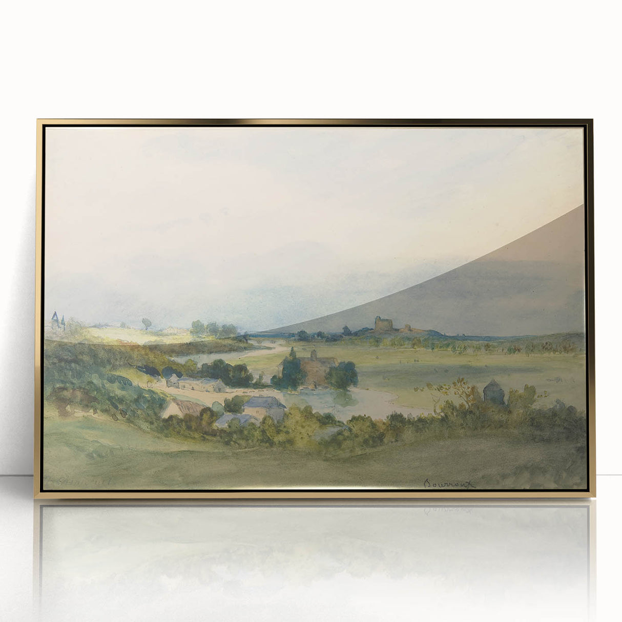 Romantic Art Print: Antoine Chintreuil's Fortified Hill Landscape
