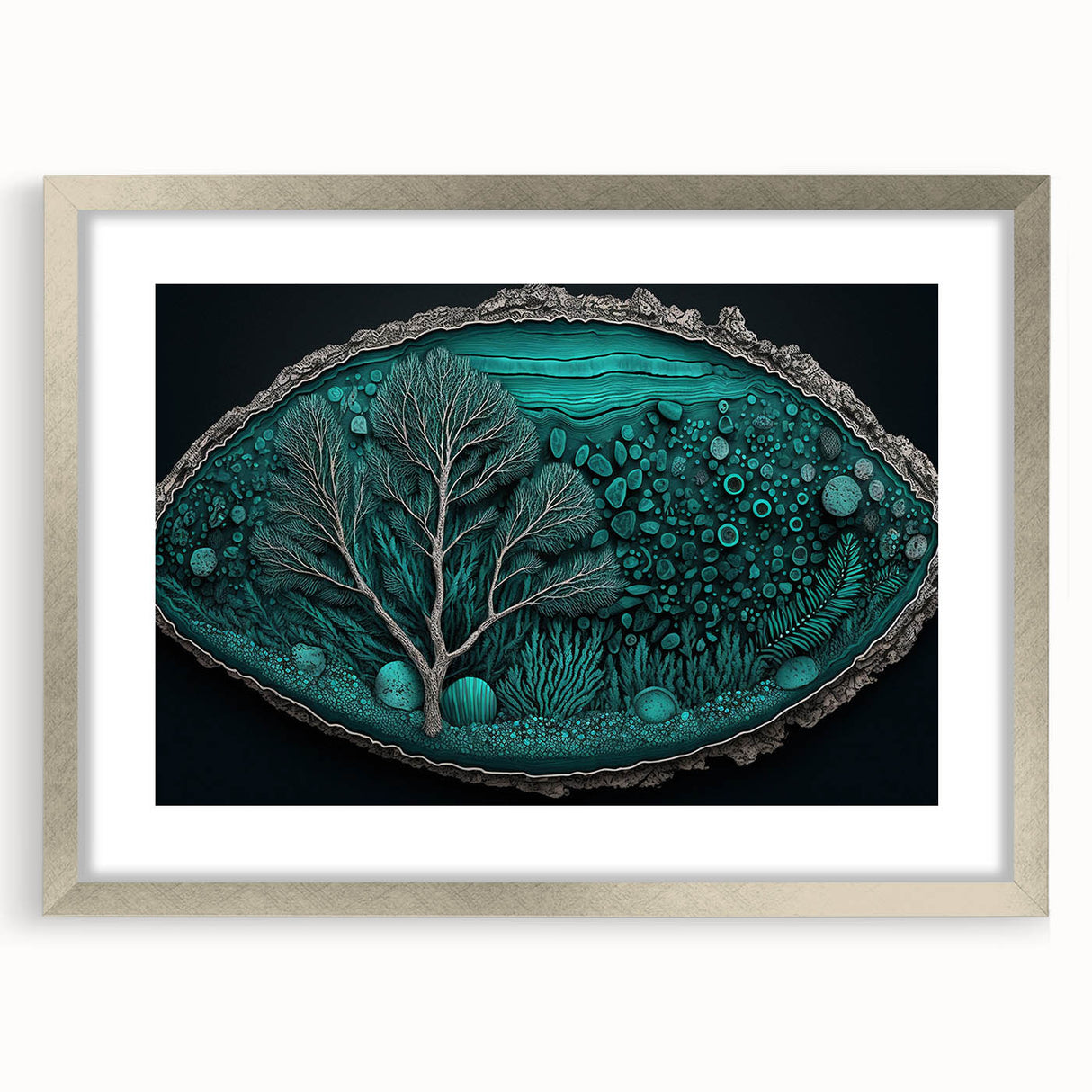 Acrylic Dining Room Artwork - Abstract Teal Geode Nature Print
