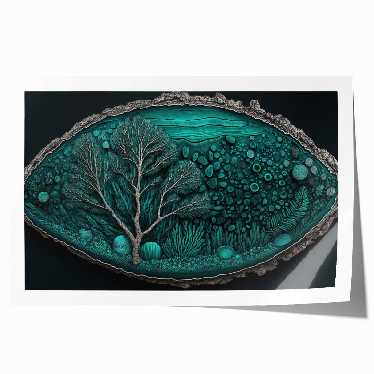 Acrylic Dining Room Artwork - Abstract Teal Geode Nature Print