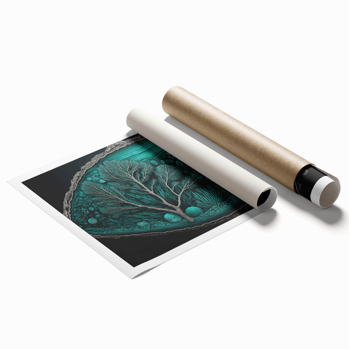 Acrylic Dining Room Artwork - Abstract Teal Geode Nature Print