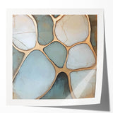 Abstract geometric wall art print mockup showcasing vibrant colors and sharp angles, presented in a glossy finish, ideal for modern interior decor.