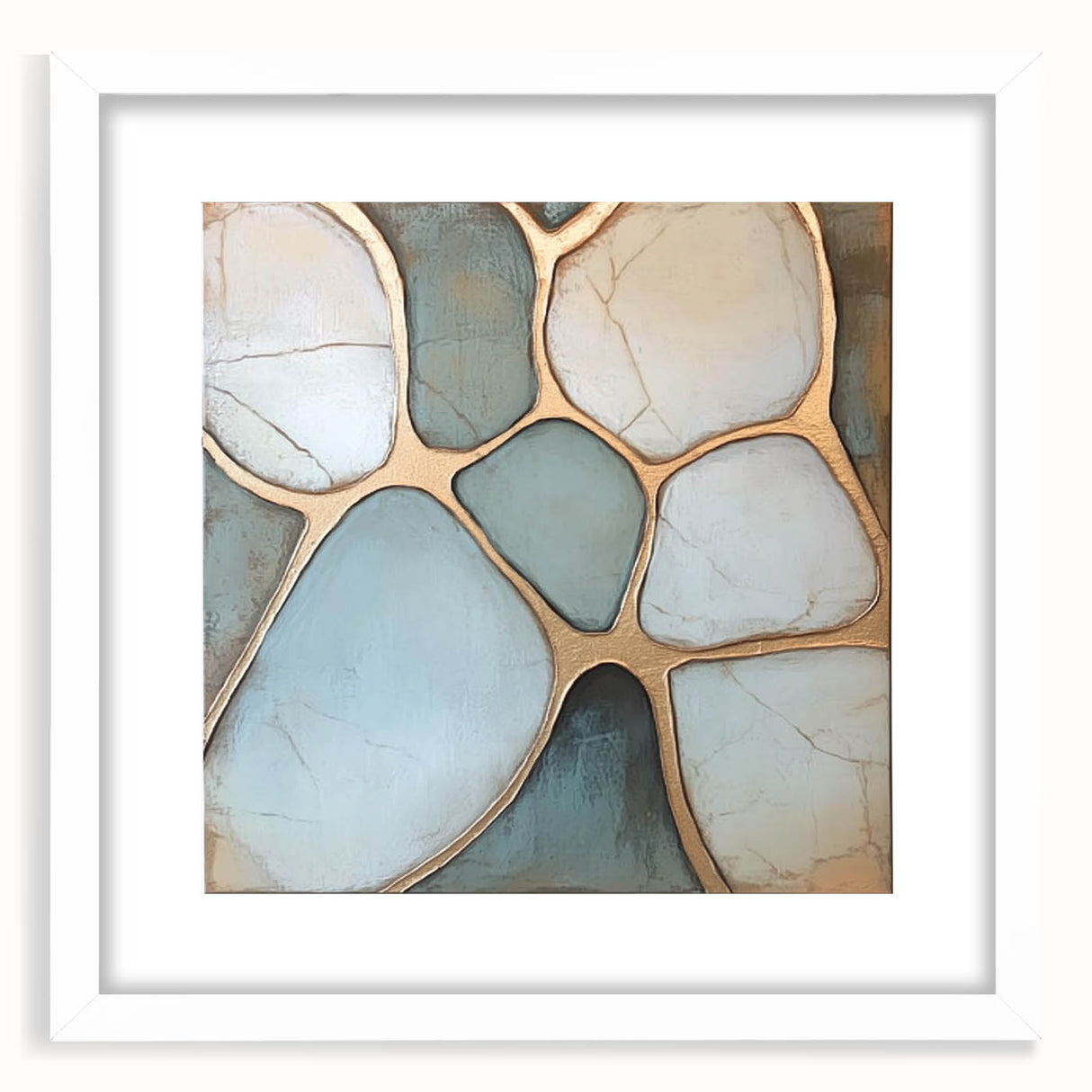 Abstract geometric frame in white with a matte finish, showcasing a modern design suitable for contemporary home decor. Perfect for minimalist interiors, emphasizing clean lines and elegance.