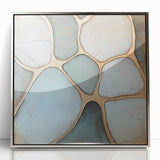 Abstract geometric framed acrylic artwork showcasing a modern silver design, ideal for contemporary home decor. The piece features sharp lines and a sleek finish, enhancing any room's aesthetic with a touch of elegance.